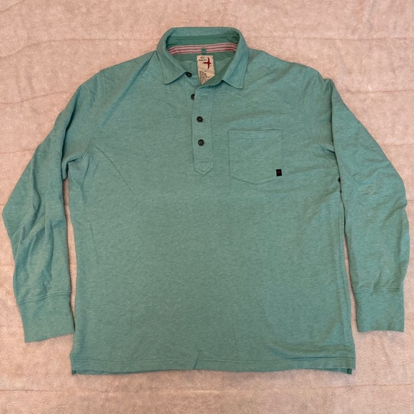 Relwen Loopback Longsleeve Polo - Mint Heather - XL - Picture 1 of 3